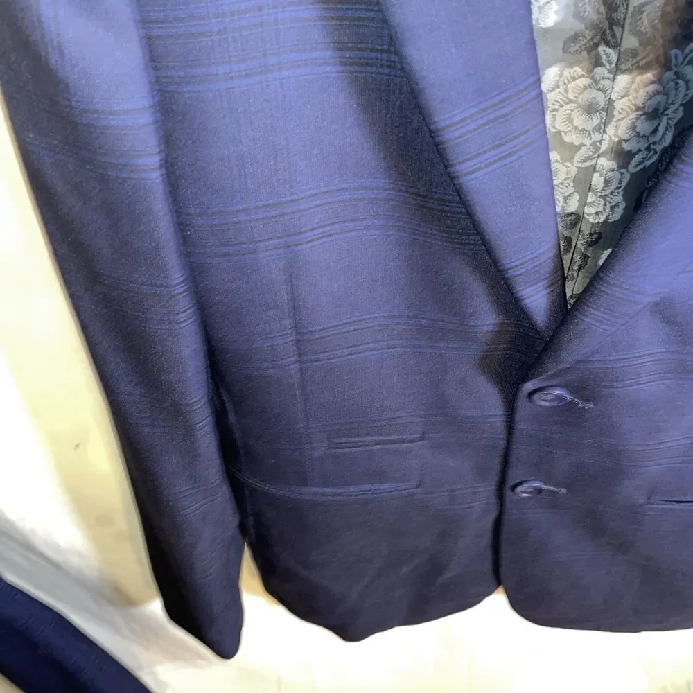 Alberto Cardinali Men’s 2 Piece Suit Size 40L Navy Blue Business Formal City